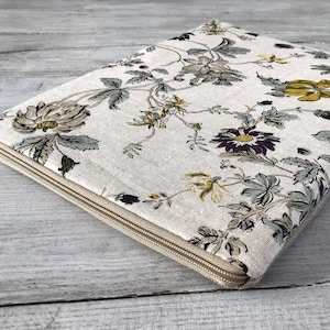 Housse en lin pour ordinateur portable, housse pour MacBook, étui pour ordinateur pour tous types d'ordinateurs portables/lin/rembourrage/fleurs des deux côtés/cadeau parfait/cadeau # Ll4
