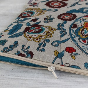 Housse pour ordinateur portable, étui pour MacBook, étui pour ordinateur portable pour tous les types d'ordinateurs portables/lin/rembourrage/fleurs (étui matelassé pour ordinateur portable) Cadeau/cadeau parfait