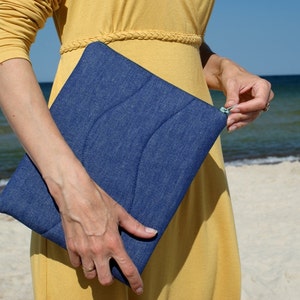Housse en jean pour ordinateur portable, pochette pour ordinateur, tous les étuis pour appareil, pochette pour MacBook, pochette pour iPad, pochette pour iPad mini/rembourrée/coton Cadeau parfait/cadeau