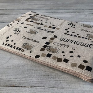 Housse pour ordinateur portable faite main, housse pour MacBook, étui pour n'importe quel appareil (iPad, téléphone)/linge de maison/rembourré (étui matelassé pour ordinateur portable) Cadeau parfait/café # L1