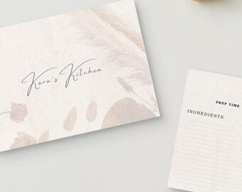 Minimalist Vintage Pressed Flowers Recipe Card, Bridal Shower Recipe Card, 6x4 Recipe Card