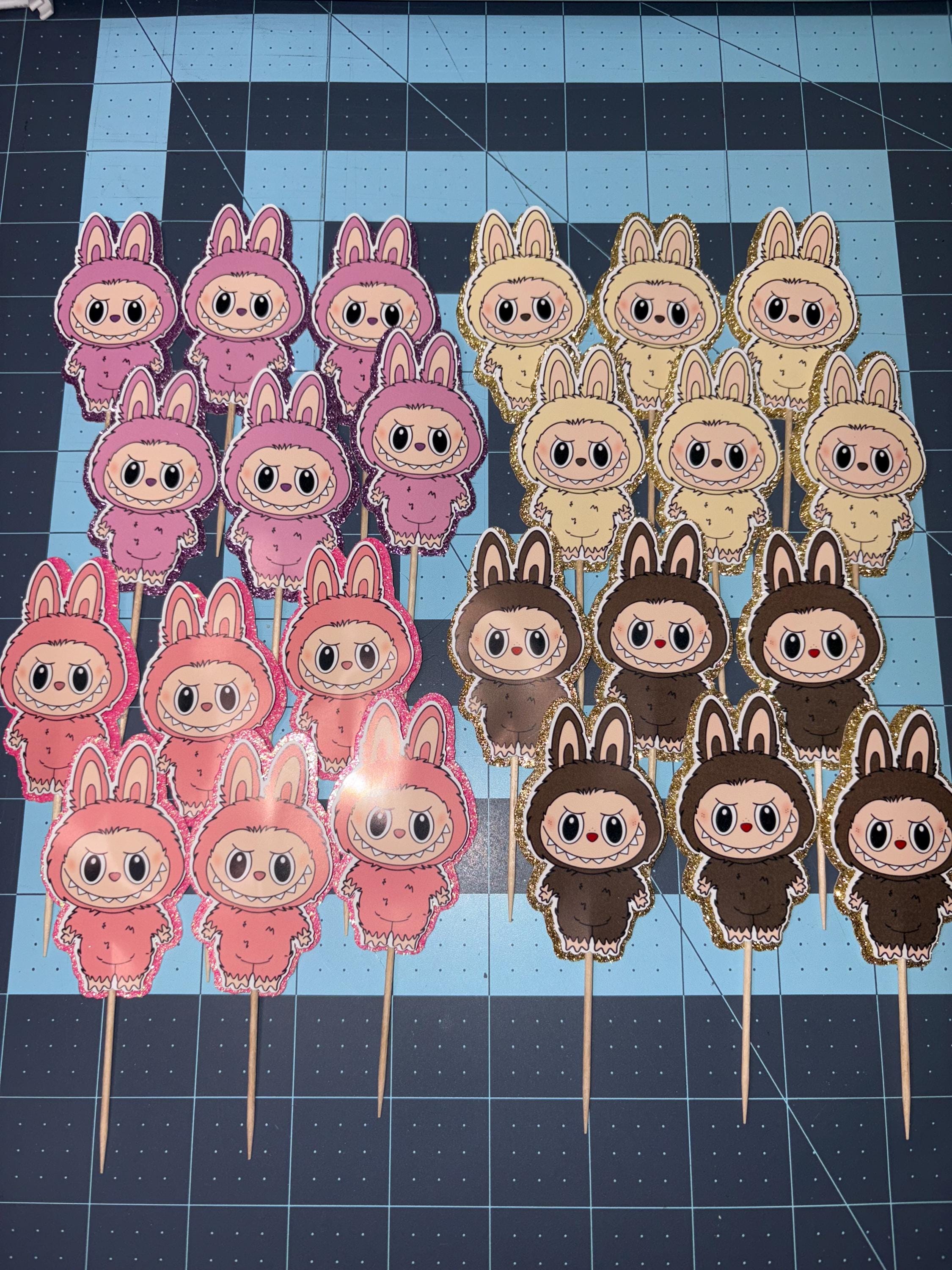 Mixed Colors Labubus' Cupcake Toppers| Party Decor| Labubu Party| Cupcake toppers packs| Party Decorations Kawaii Plush Labubu Collection
