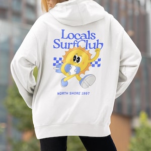 Locals Surf Club, Surf Hoodie, Surf Aesthetic, Coastal Vibes, Beach Sweatshirt, Fleece Hoodie