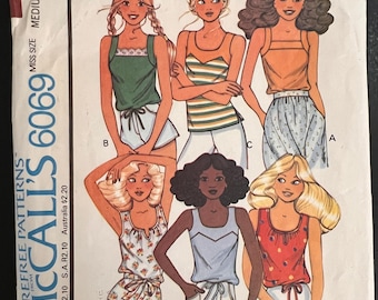 Vintage McCall’s Carefree Sewing Pattern 6069, Misses’ Set of Tops – For Stretch Knits, 1978, Cut-Unused Refolded, Medium