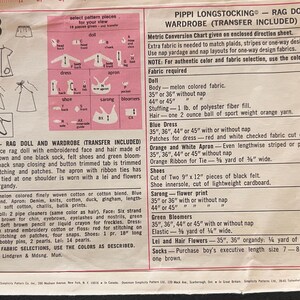 May include: A sewing pattern for a rag doll and wardrobe. The pattern includes instructions for making a doll, dress, apron, sarong, bloomers, shoes, and accessories. The pattern is for one size and includes a transfer sheet.