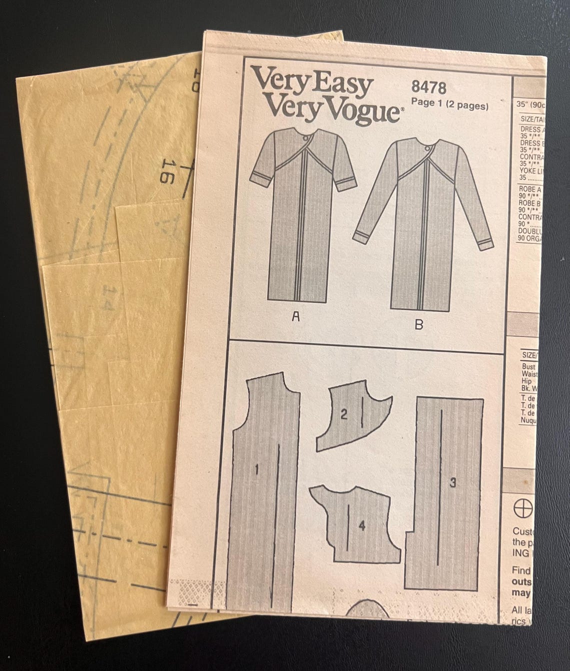 Very Easy Very Vogue Sewing Pattern 8478, Misses’ Petite Dress, 1992 ...
