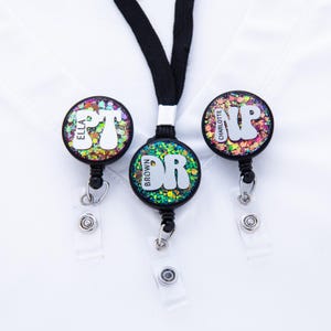 Name Nurse Glitter Badge Reel with Credentials | Graduation Gift Nurse | Personally Gifted Nurse | Minimalist Glittered Personal Nurse Gift