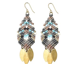 Woven Beaded Earrings Grays