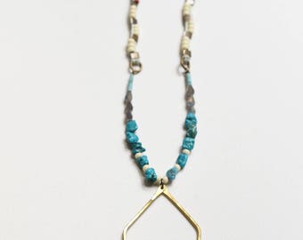 Turquoise Fringe and Beaded Necklace