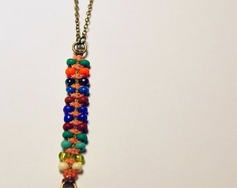 Slender Zipper Necklace with triangles and turquoise stones