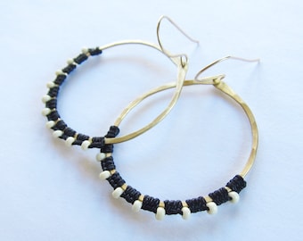 Full Moon Rising Hoops in black and white