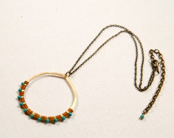 Full Moon Rising Necklace (camel, turquoise)