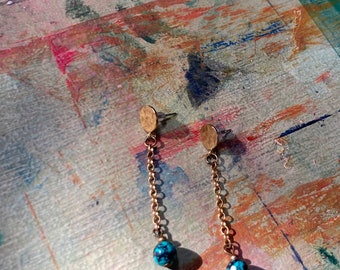 Golden Turquoise Drop Earrings