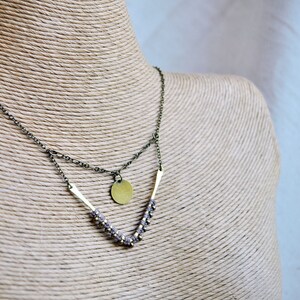 Hammered Chevron Necklace in taupe image 2