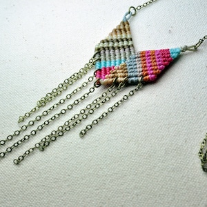 Single Chevron Necklace in Pink and Neutrals