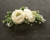 Ivory hair comb Romantic bridal comb Bridal hair jewellery elegant bridal hair accessories ranunculus