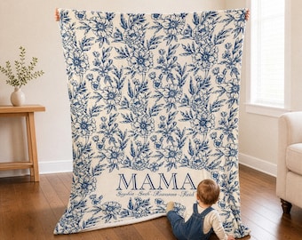Personalized Grandma Blanket , Custom Grandmother Throw , Nana Floral Blanket , Best Gift for Grandparents , Christmas Gifts , Gift for Mom
