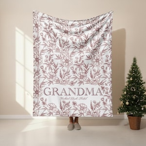 Personalized Grandmother Woven Blanket - Custom Grandma Throw - Nana Floral Throw - Best Gift for Grandparents - Gift for Mom, Birthday Gift image 6