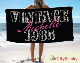 Custom Leopard Beach Towel - Personalized Leopard Name Towel - Birthday Gift for Her - Mother’s Day, Bachelorette, Bride, Adult, Senior Gift
