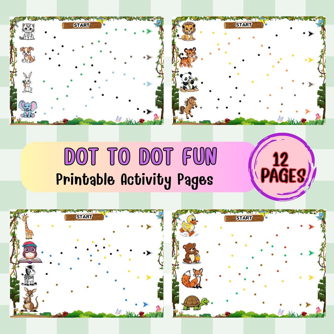 Dot to Dot Printable Worksheets: Fun Tracing Activity for Kids (digital ...