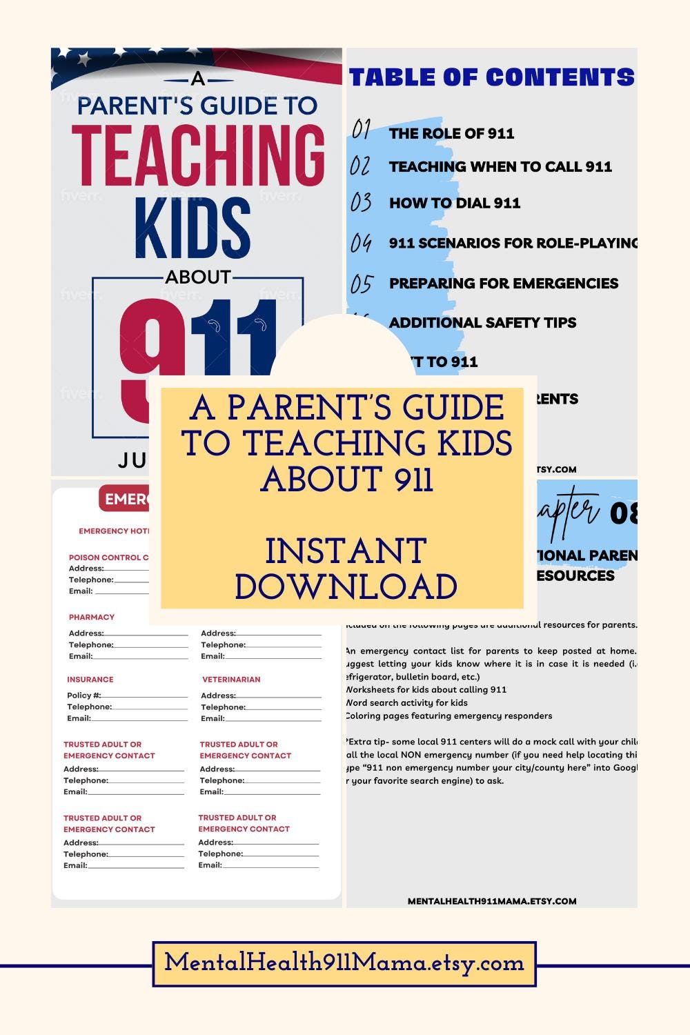 Teach kids about 911, emergency safety ebook for parents, printable guide u0026  activities, learn how to call 911, instant download - etsy