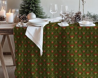 シルバーのルレックス テーブルクロス、冬のおとぎ話、クリスマス