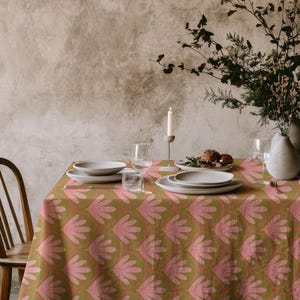 Pink Green Tablecloth Modern Dining Room Decor Rectangle Linen Table Cover Summer Home Decor Farmhouse Kitchen Tablecloth Party Table Linen