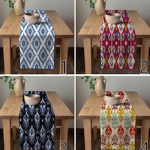 Ethnic Design Table Runner, Ikat & Geometric Pattern Kitchen Runners, Traditional Boho Tablecloth, All Sizes, Decorative Table Decor