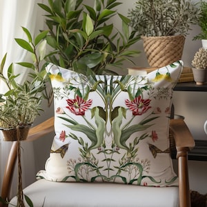 Beige William Morris Dream: Vintage Floral Blue Pillow Cover – Decorative Cushion, Art Nouveau Throw Pillow, Rustic Home Decor Accent