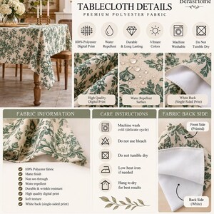 Lemon Print Tablecloth – Citrus Floral Rectangle Table Cover, Farmhouse Kitchen Dining Decor, Summer Botanical Table Linen image 12