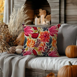 Autumn Flower Pillow Cover - Fall Floral Cushion, Cozy Seasonal Decor | Harvest Home Accent, Thanksgiving Gift