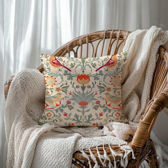 William Morris Floral Throw Pillow Cover – Art Nouveau Decorative