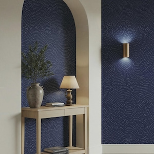 Midnight Micro-Dot Wallpaper – Navy Blue Minimalist Pattern, Modern Luxury Wall Mural