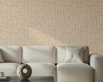 Carta da parati con piastrelle in pietra organica • Murale astratto beige • Moderno minimalista