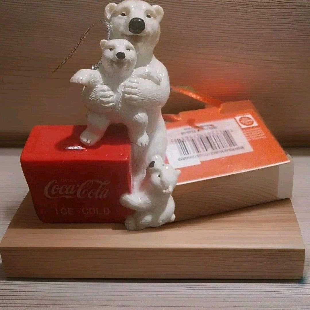 Drink Coca Cola Ice Cold Cooler Polar Papa Bear Cubs Christmas Tree ...