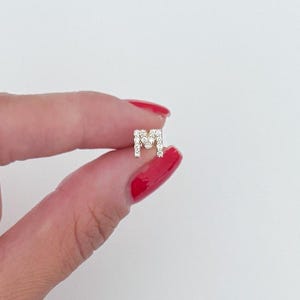 Diamond Alphabet Stud Earrings 14k Gold Diamond Initial Stud Earrings Small Dainty Diamond Initial Stud Earrings Letter Personalized Gift