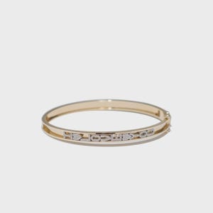 Pulsera de diamantes con dije deslizante y nombre personalizado, oro de 14 quilates, letra en movimiento, brazalete de diamantes, brazalete con nombre, brazalete con inicial de oro macizo, regalo único para esposa