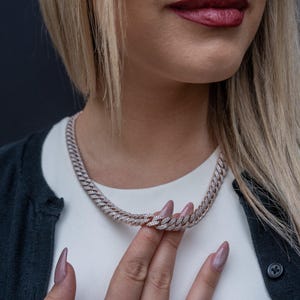 10 mm Gruby Diamentowy Kubański Łańcuszek 14k Solidne Różowe Złoto W Pełni Lodowy Naszyjnik Miami Kubański Łańcuch Niestandardowy Duży Ciężki Hip Hopowy Łańcuch Prawdziwy Diament