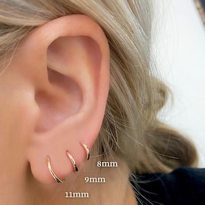 14k Solid Gold Plain Huggies, Simple Gold Mini Hoops, Gold Huggies, Everyday Small Plain Gold Huggie Earrings, Perfect  Gift, Sold in Pairs