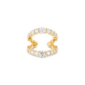 Sparkler Split Ear Cuff Double Row Graduated Lab Grown Diamonds Ear Cuff Double Row Diamond Ear Cuff 14k 18k Real Gold Earring Conch Cuff