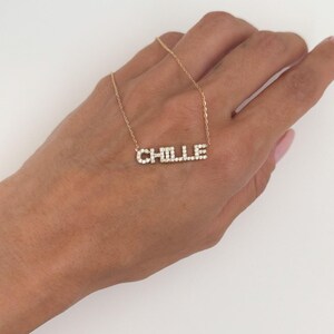 Collar con nombre y diamantes en oro real de 14 quilates y 18 quilates, con dije de diamante pavé, regalo de cumpleaños personalizado, collar con inicial de diamantes, mi nombre, el mejor regalo para mujeres.