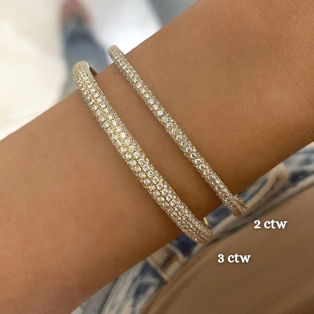 Diamond Bangle Bracelet Pave Diamond Cuff Bangle Stackable Bracelet in 14kt Real Gold Luxury Bridal Jewelry Everyday Wear Eternity Bracelet