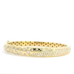 Diamond Bangle Bracelet Round Lab Diamond Bracelet Classic Yellow Gold Bangle 14k Real Solid Gold Flush Set Diamond Bracelet For Stacking