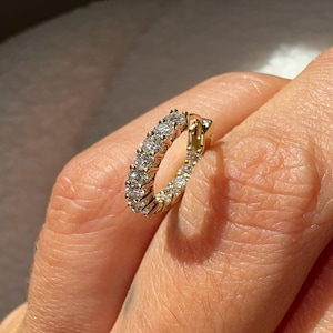 Lab Grown Diamond Hidden Halo Huggie Earrings 14k 18k Solid Gold Mini Gold Hoop Earrings Genuine Diamond Hoop Earring Gift For Women Wife