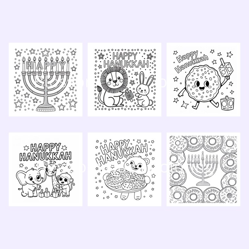 Hanukkah Coloring Pages for Kids, Bold and Easy (printable PDF) - Etsy