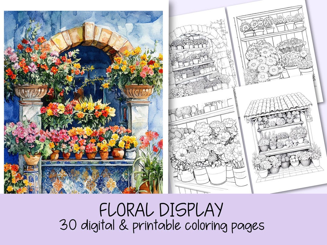 Floral Display Coloring Page for Adult Intricate Floral Design