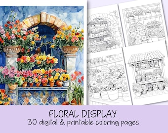 Décoration florale à colorier : 30 motifs floraux complexes (PDF imprimable)