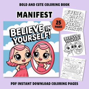 Motivierende Malseiten für Kinder, Manifestierende Malvorlagen, Bold and Easy Malbücher Positive Affirmationen, Achtsame Aktivität
