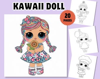 Pagina da colorare Kawaii Bambole Kawaii Personaggi di bambole