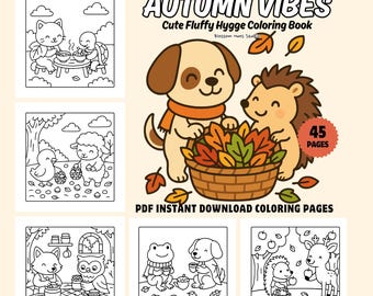 Autumn Animals Coloring Book: Cozy Fall Designs (PDF Download)